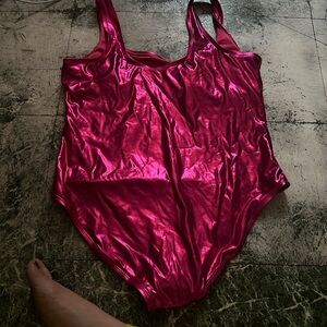 Fashion Nova Metallic Pink One Piece Swimsuit